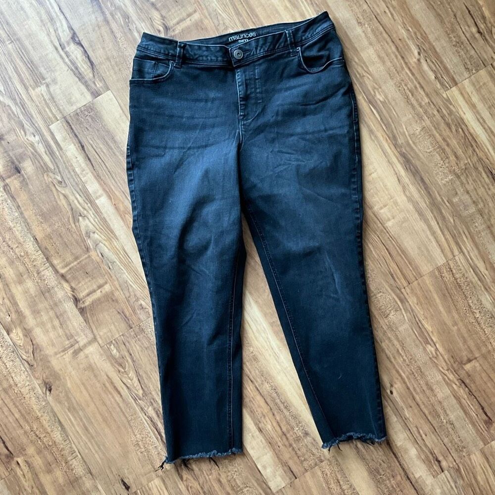Maurices Curvy Womens Dark Wash Curvy Fit Raw Hem Jeans 14R